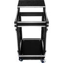 Odyssey Innovative Designs Pro Combo Rack with Glide Platform, Side Table, and Casters (14 RU over 16 RU)