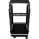 Odyssey Innovative Designs Pro Combo Rack with Glide Platform, Side Table, and Casters (14 RU over 16 RU)