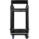 Odyssey Innovative Designs Pro Combo Rack with Glide Platform, Side Table, and Casters (14 RU over 16 RU)