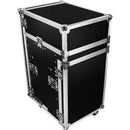 Odyssey Innovative Designs Pro Combo Rack with Glide Platform, Side Table, and Casters (14 RU over 16 RU)