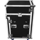 Odyssey Innovative Designs Pro Combo Rack with Glide Platform, Side Table, and Casters (14 RU over 16 RU)