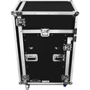 Odyssey Innovative Designs Pro Combo Rack with Glide Platform, Side Table, and Casters (14 RU over 16 RU)