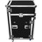 Odyssey Innovative Designs Pro Combo Rack with Glide Platform, Side Table, and Casters (14 RU over 16 RU)