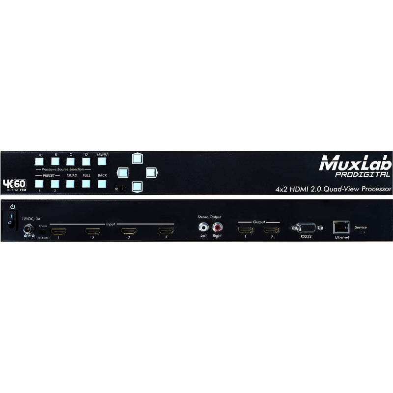 MuxLab 4x2 HDMI 2.0 Quad-View Processor