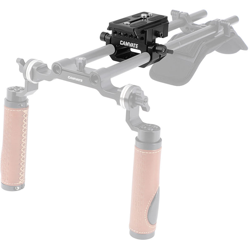 CAMVATE Manfrotto-Style Quick Release Plate with 15mm Dual-Rod Clamp Base