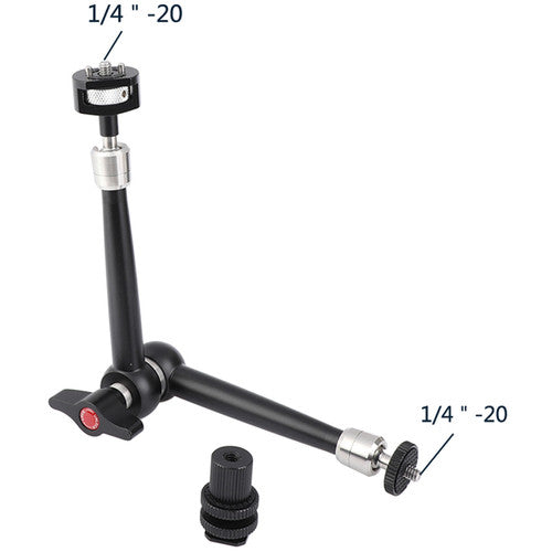 CAMVATE Heavy-Duty Magic Arm with 1/4"-20 Screws, Locating Pins & Shoe Adapter (11")