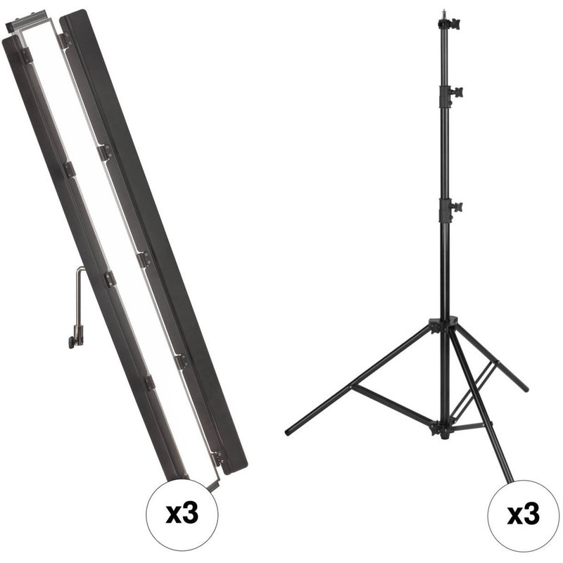 Genaray Bi-Color 36" Soft Strip 3-Light C Stand Kit