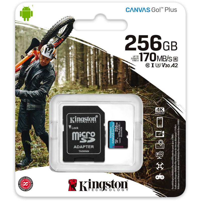 Kingston 256GB Canvas Go! Plus UHS-I microSDXC Memory Card with SD Adapter