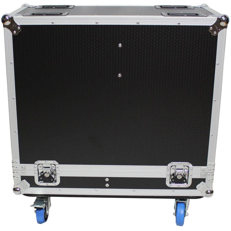 ProX Flight Case with 4 Caster Wheels for Two 15" RCF HDM 45-A / HD 35-A / HD 15-A Speakers (Silver on Black)