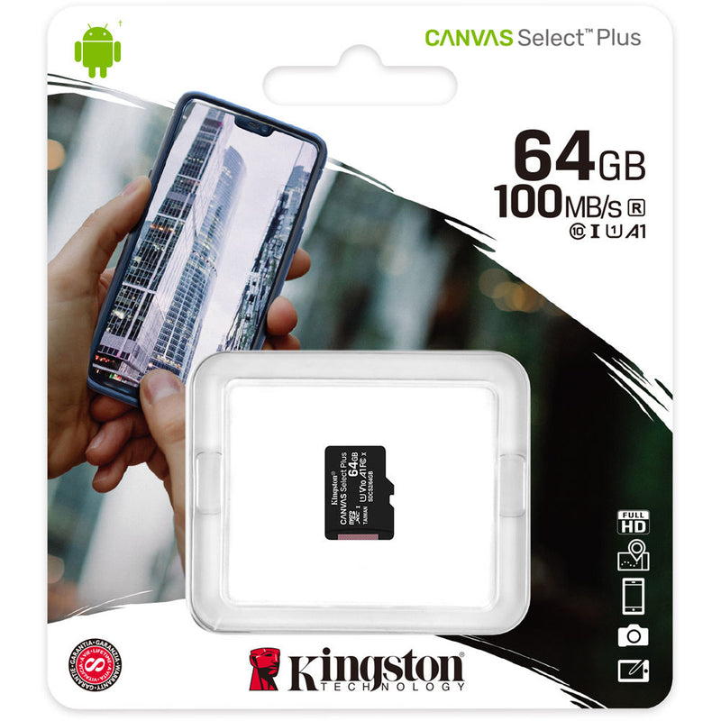 Kingston 64GB Canvas Select Plus UHS-I microSDXC Memory Card