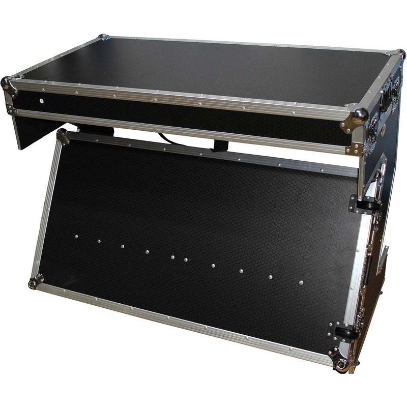 ProX DJ Z-Table MK2 Portable Z-Style DJ Table Flight Case with Handles & Wheels (Silver on Black)