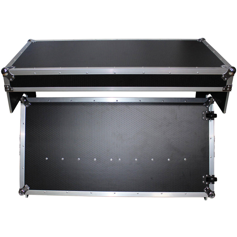 ProX DJ Z-Table MK2 Portable Z-Style DJ Table Flight Case with Handles & Wheels (Silver on Black)