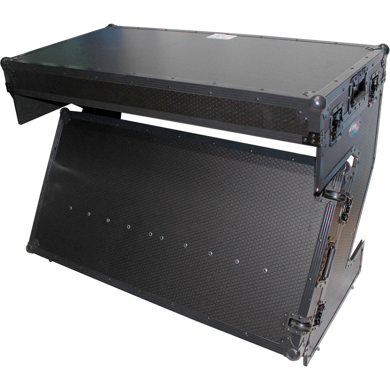 ProX DJ Z-Table MK2 Portable Z-Style DJ Table Flight Case with Handles & Wheels (Black on Black)