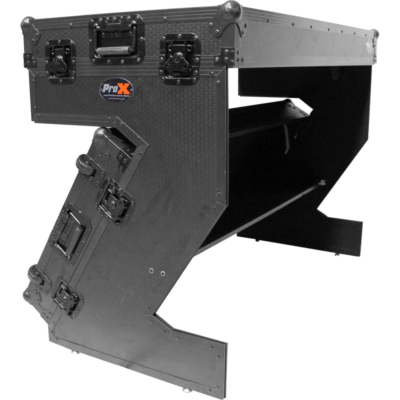 ProX DJ Z-Table MK2 Portable Z-Style DJ Table Flight Case with Handles & Wheels (Black on Black)