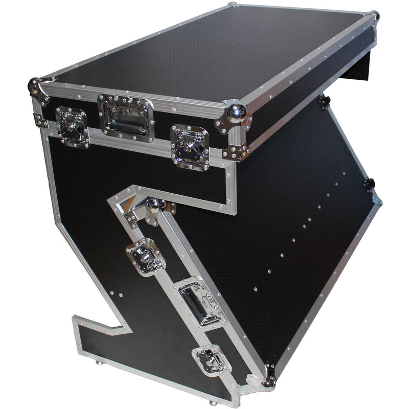 ProX DJ Z-Table MK2 Portable Z-Style DJ Table Flight Case with Handles & Wheels (Black on Black)