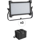 Genaray Spectro LED 800B1 Bi-Color Studio LED Three Light Kit with Case