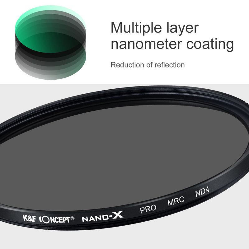 K&F Concept Nano-X MC Slim Waterproof Anti-Scratch Green-Coated Japan Optics Filter (ND 4, 77mm)