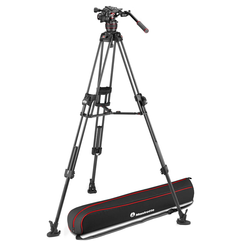 Manfrotto 608 Nitrotech Fluid Head with 645 FAST Twin Aluminum Tripod System and Bag