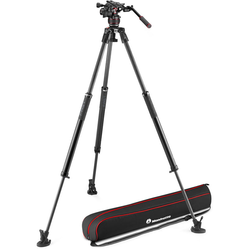 Manfrotto 612 Nitrotech Fluid Head with 645 FAST Twin Carbon Fiber Tripod System and Bag