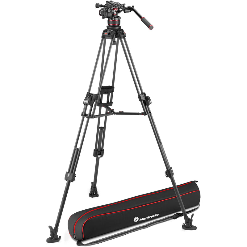 Manfrotto 612 Nitrotech Fluid Head with 645 FAST Twin Carbon Fiber Tripod System and Bag