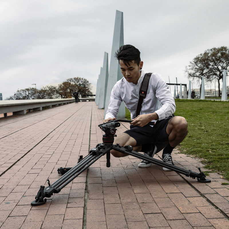 Manfrotto 608 Nitrotech Fluid Head with 645 FAST Twin Aluminum Tripod System and Bag