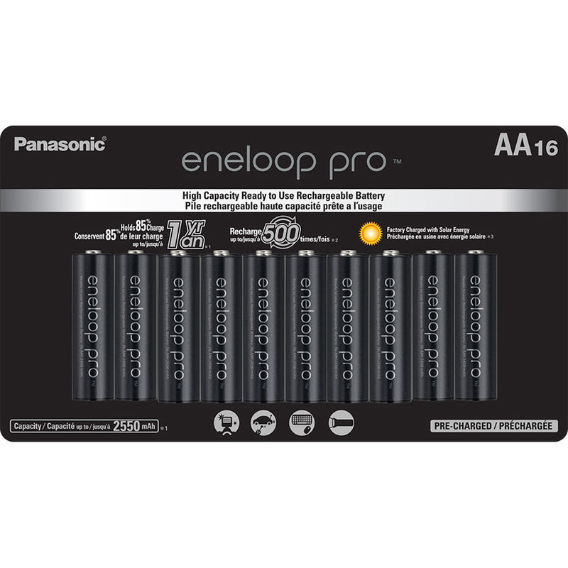 Panasonic eneloop pro AA Rechargeable NiMH Batteries (1.2V, 2550mAh, 16-Pack)