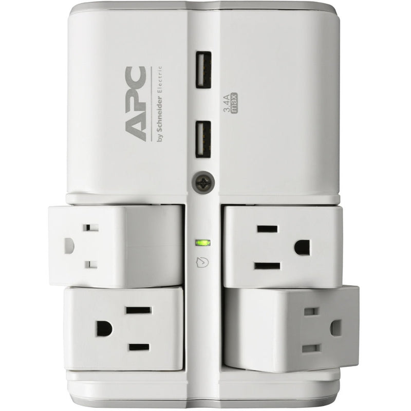 APC Essential SurgeArrest Rotating 4-Outlet Wall Tap with USB Charger (White)