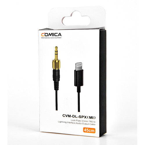 Comica Audio Locking 3.5mm TRS Male to Lightning Adapter Cable for Wireless Receiver to iPhone (18")