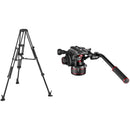 Manfrotto 608 Nitrotech Fluid Head & Aluminum Twin Leg Tripod with Mid-Spreader Kit