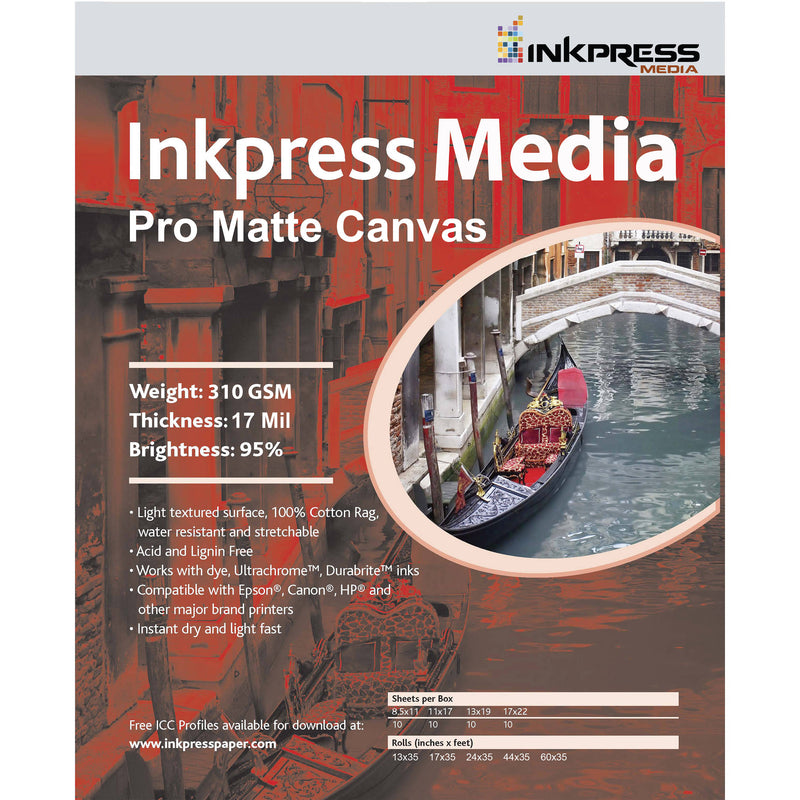 Inkpress Media Pro Matte Canvas (13 x 19", 10 Sheets)