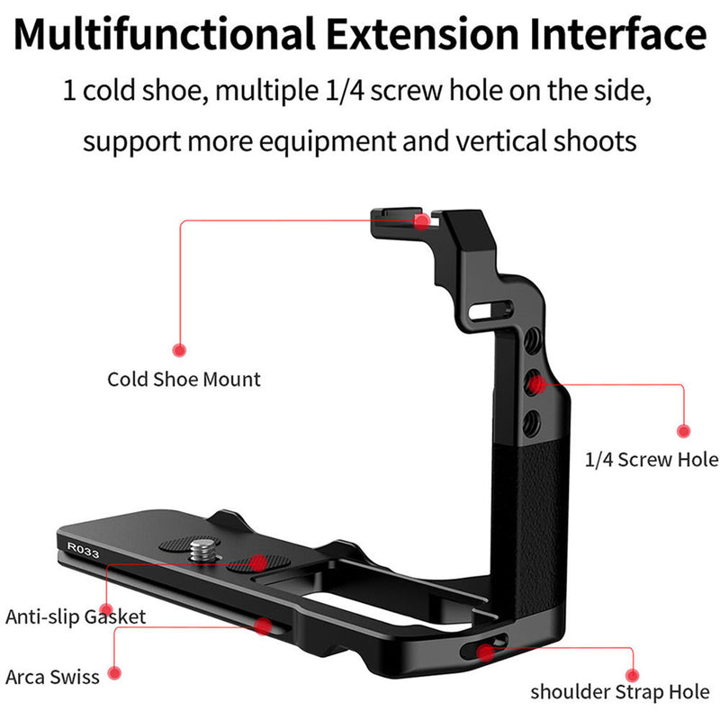 UURig Metal L-Plate with Cold Shoe for FUJIFILM X-T4