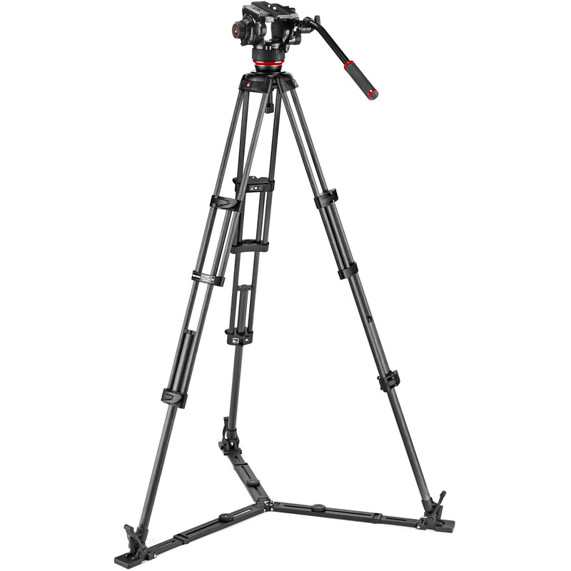 Manfrotto 504X Fluid Video Head & MVTTWINGC Carbon Fiber Tripod with Ground Spreader