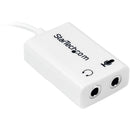 StarTech Headset Output Splitter for Dedicated Mic & Headphones Plugs (White)