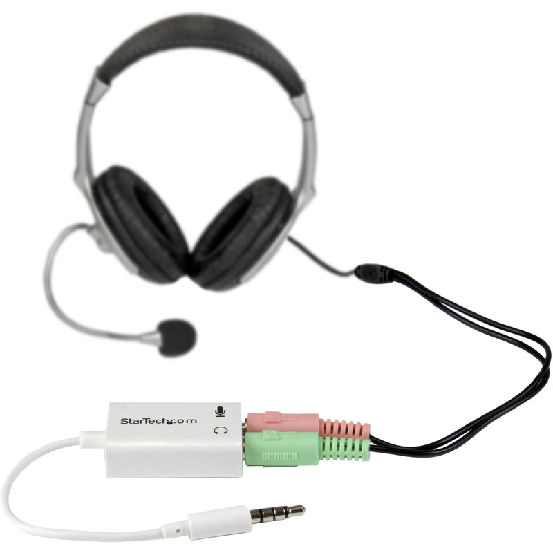 StarTech Headset Output Splitter for Dedicated Mic & Headphones Plugs (White)