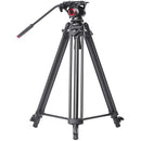 CAME-TV TP-606B Carbon Fiber Tripod with Fluid Head and Mid-Level Spreader