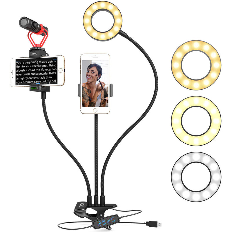 Movo Photo VGC-3 3-Arm Selfie Ring Light Kit