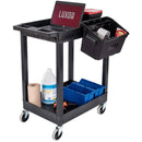 Luxor 24" X 18" Plastic Utility Tub Cart - Two Shelves With Outrigger Utility Cart Bins