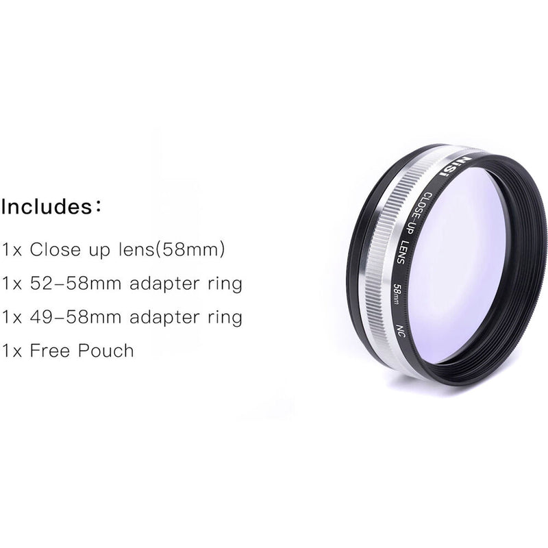 NiSi 58mm Close-Up NC Lens Kit with 49 and 52mm Step-Up Rings