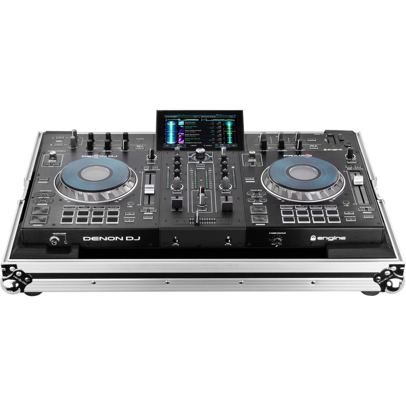 Odyssey Innovative Designs Flight Zone Case for Denon Prime 2 DJ Controller System (Silver on Black)