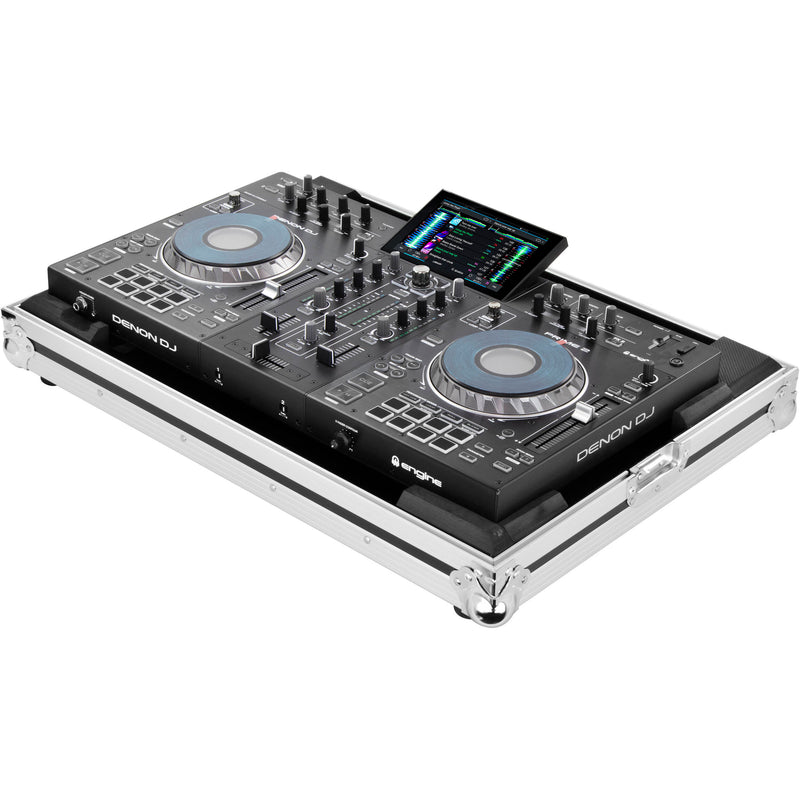 Odyssey Innovative Designs Flight Zone Case for Denon Prime 2 DJ Controller System (Silver on Black)