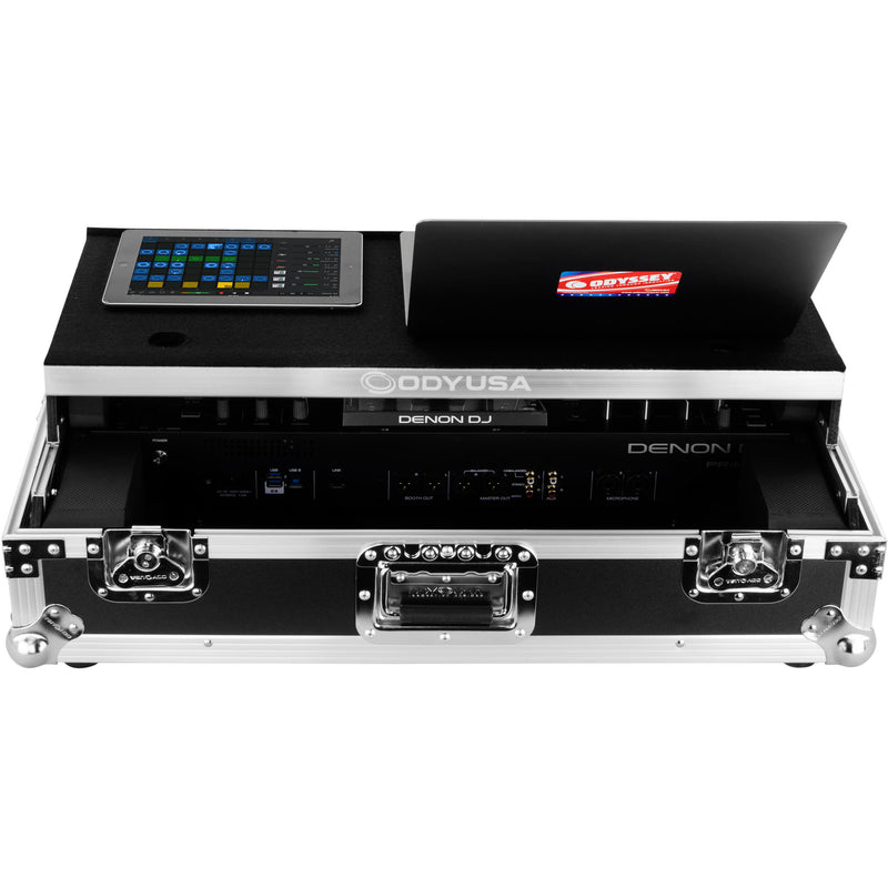 Odyssey Innovative Designs Flight Zone Glide Style Flight Case for Denon Prime 2 Controller System (Silver on Black)