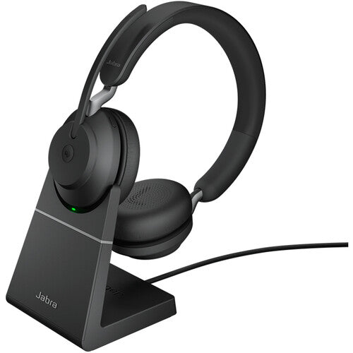 Jabra Evolve2 65 Stereo Wireless On-Ear Headset with Stand (Microsoft Teams, USB Type-A, Black)