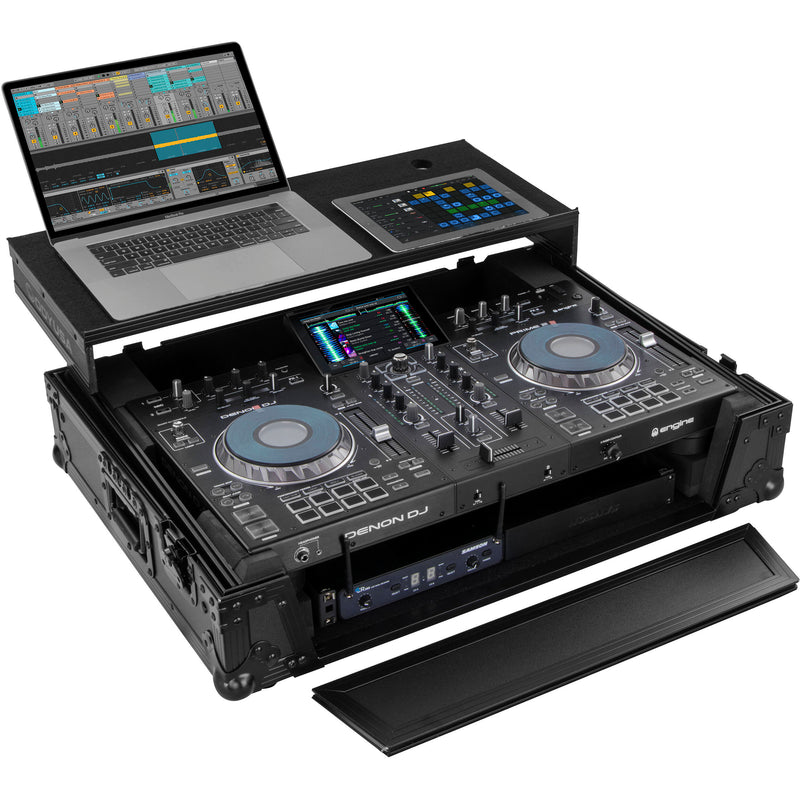 Odyssey Innovative Designs Black Label Glide Style Flight Case for Denon Prime 2 Controller System (Black on Black)