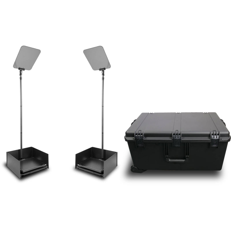 Prompter People Proline Stage Pro 17 Pair/2Reversing Teleprompts,Case,Distrib.Amp,2-2F Foot Cables,Flip(Carbon)