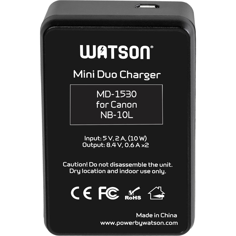 Watson Mini Duo Charger for Canon NB-10L Batteries