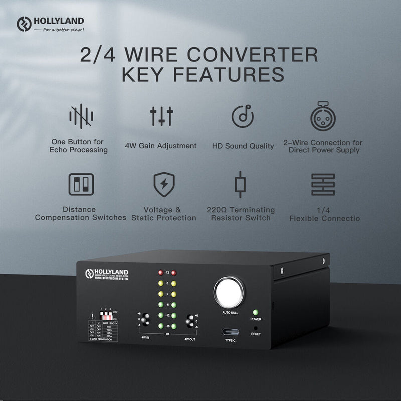 Hollyland 2/4 Wire Converter for Intercom Systems