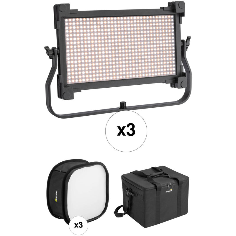 Genaray Spectro LED 800B1 Bi-Color Studio LED Three Light Kit with Case