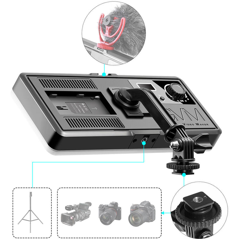 GVM On-Camera RGB LED Video 2-Light Kit with Bluetooth App Control & Power Supplies