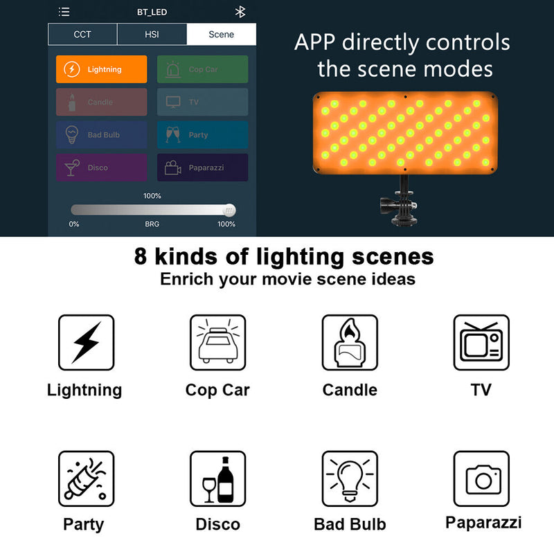 GVM On-Camera RGB LED Video 2-Light Kit with Bluetooth App Control & Power Supplies