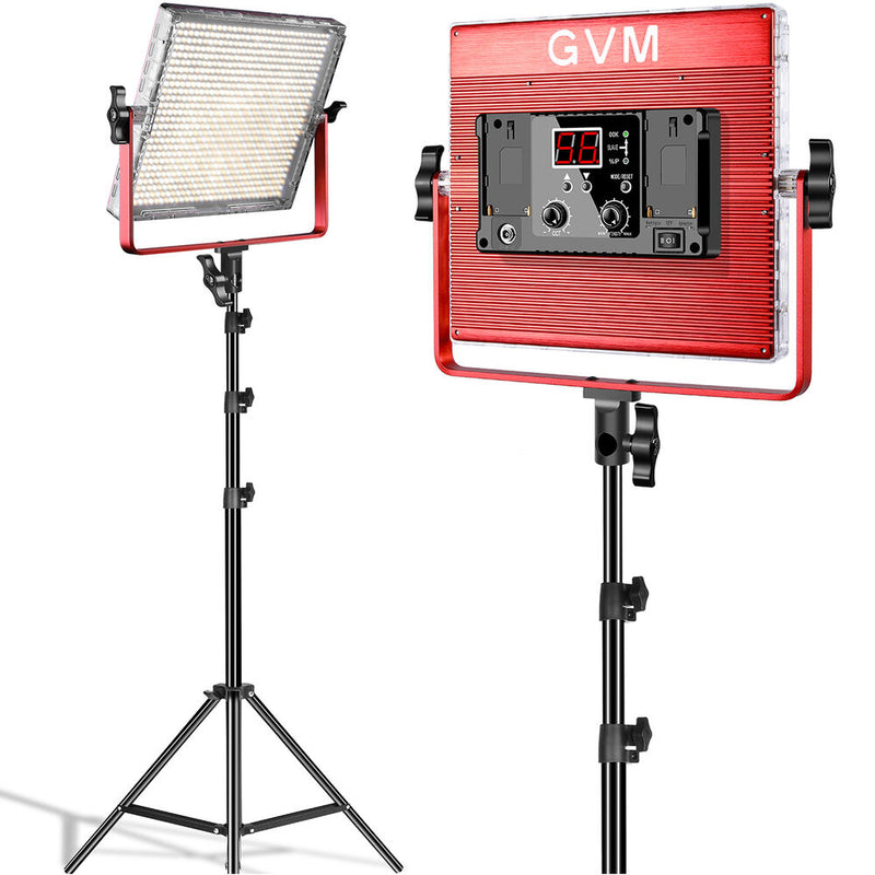 GVM LED Light Panels Studio Soft Video Light Bi-Color 2-Pack with Stand MB832-2L